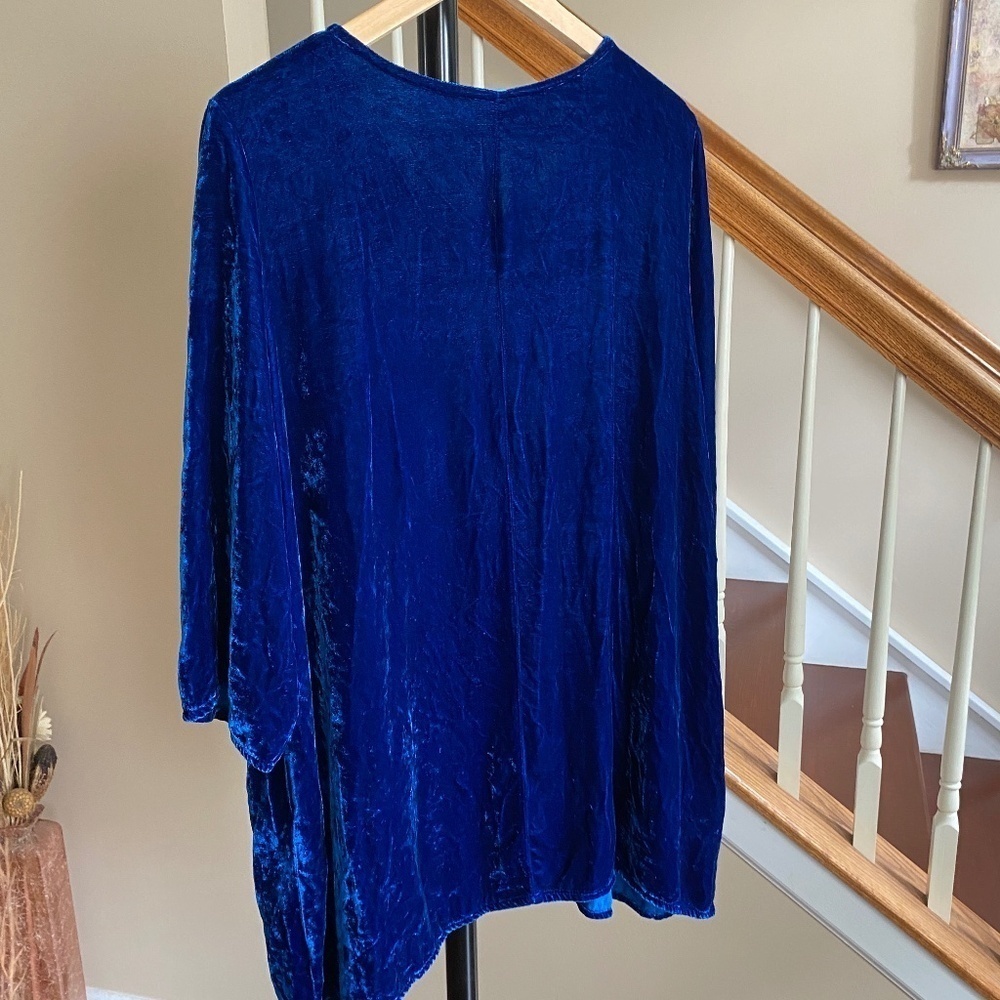 Bryn Walker Women's Silk Blend Velvet Tunic 3/4 Sleeve in Royal Blue Size Medium - Picture 5 of 13